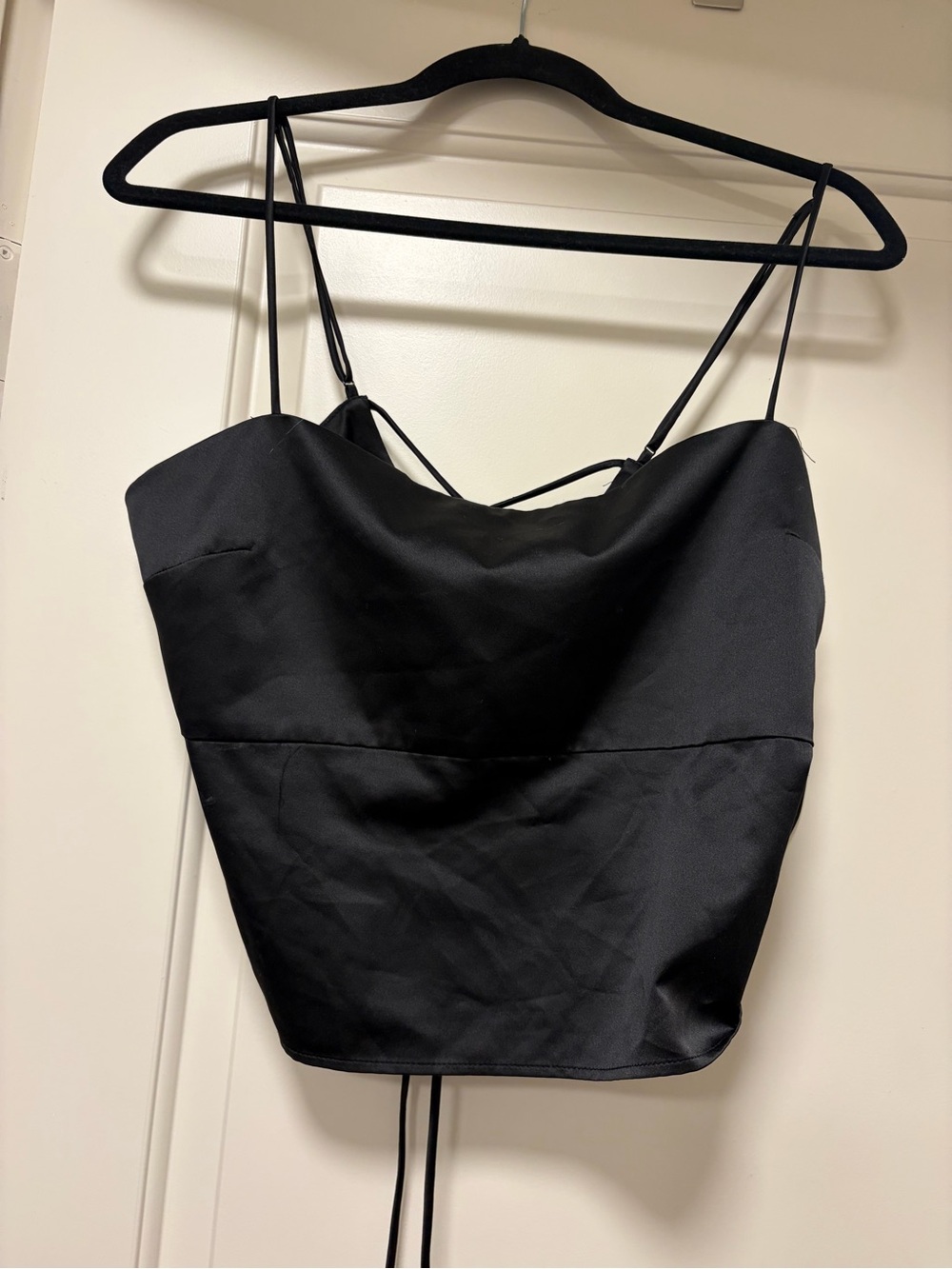 Dynamite Black Satin Strappy Cami Tank